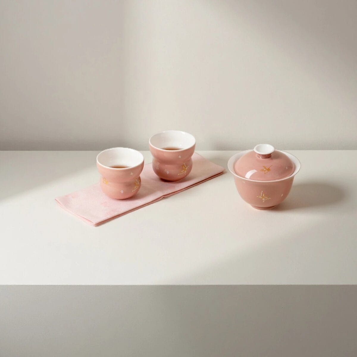 Coral Gold Butterfly Travel Tea Set: Your Complete 4-Piece Tea Journey