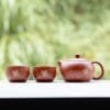 Vermilion Zisha Gongfu Tea Set: 1 Exquisite Handmade Purple Clay Teapot + 2 Cups, Pure Brewing Joy 2 Yixing Clay Teapot