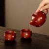 Vermilion Zisha Wendan Teapot Set: The Perfect 3-Piece Yixing Clay Teapot Set for Mindful Brewing 6 Handmade Ceramic Teapot
