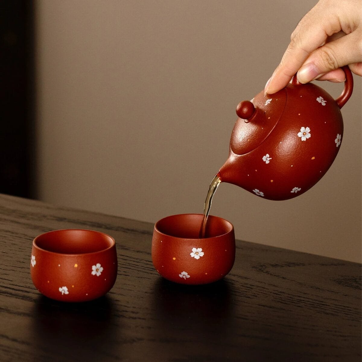 Vermilion Zisha Wendan Teapot Set: The Perfect 3-Piece Yixing Clay Teapot Set for Mindful Brewing 3 Handmade Ceramic Teapot