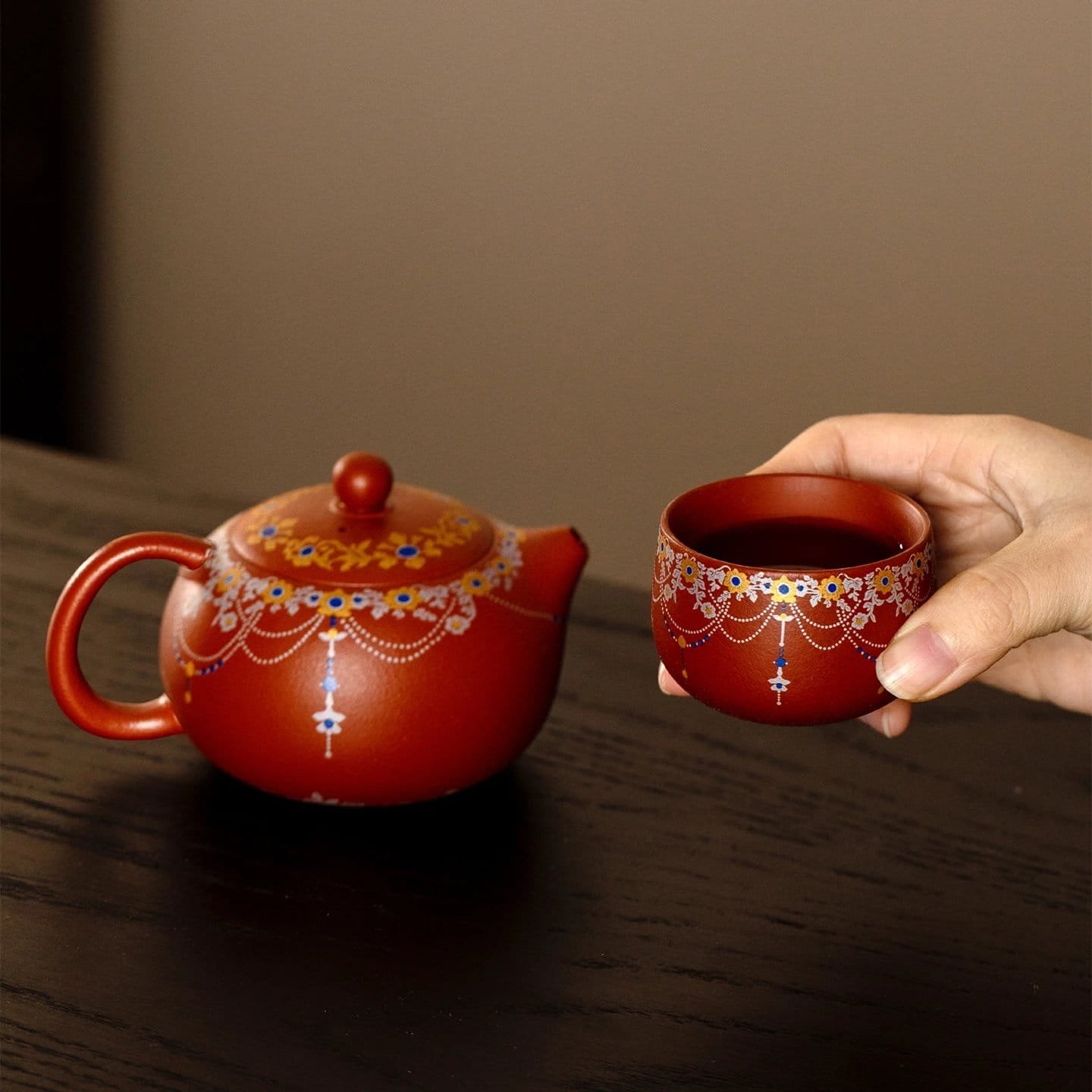 Glaze Fire Zisha Teapot Set: 1 Teapot, 2 Cups, Infinite Awe. The