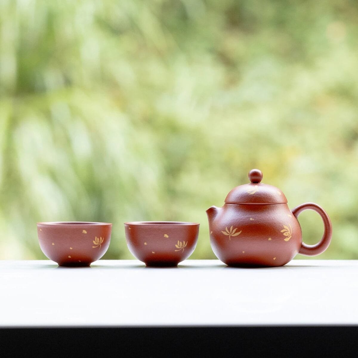 Autumn Water Zisha Teapot Set: A Breathtaking 3-Piece Orchid Zisha Teapot for Serene Brews 1 Orchid Zisha Teapot