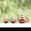 Coins Curtain Zisha Teapot Set: A Prosperous 3-Piece Gift Set Packed with Luck & Fortune 5 Coin Pattern Teapot