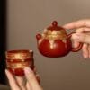 Coins Curtain Zisha Teapot Set: A Prosperous 3-Piece Gift Set Packed with Luck & Fortune 7 Zisha Teapot and Cups Set