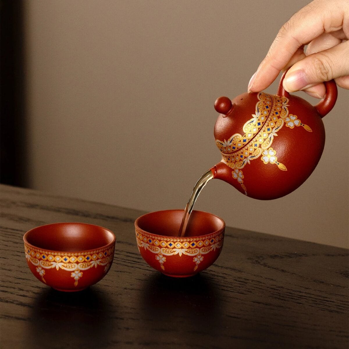 Coins Curtain Zisha Teapot Set: A Prosperous 3-Piece Gift Set Packed with Luck & Fortune 4 Gongfu Teapot Gift