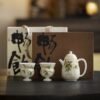 Hand-Painted Elegant Stem Cup Tea Set