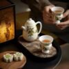 Hand-Painted Elegant Stem Cup Tea Set: A Stunning Stem Cup Gift Set with 5 Artistic Styles