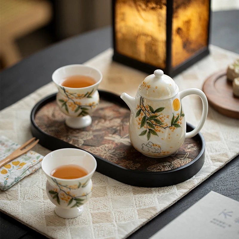 Hand-Painted Elegant Stem Cup Tea Set: A Stunning Stem Cup Gift Set with 5 Artistic Styles