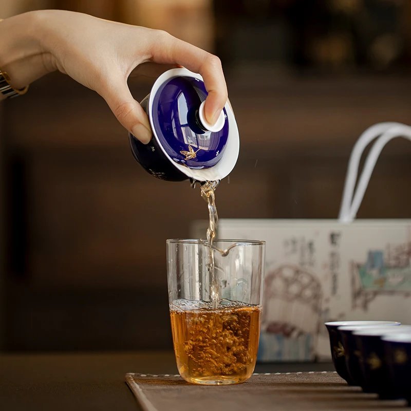 Gilded Butterfly Gaiwan Set: The #1 Choice for a Luxury Complete Tea Set with 4 Hues