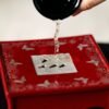 Gold Silver Inlay Zhemeng Vermilion Tea Tray: The Breathtaking 2-Piece Chinese Tea Ceremony SetΩ