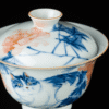 Blue Five Colors Cat Gaiwan Set: A Breathtaking 3-Piece Jingdezhen Five Colors Porcelain with Cat