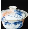 Blue Five Colors Cat Gaiwan Set: A Breathtaking 3-Piece Jingdezhen Five Colors Porcelain with Cat