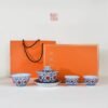 Blue and White Underglaze Red Tea Set