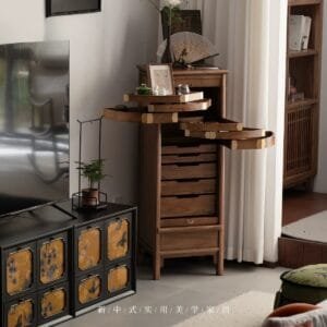 Rotating Wooden Tea Cabinet