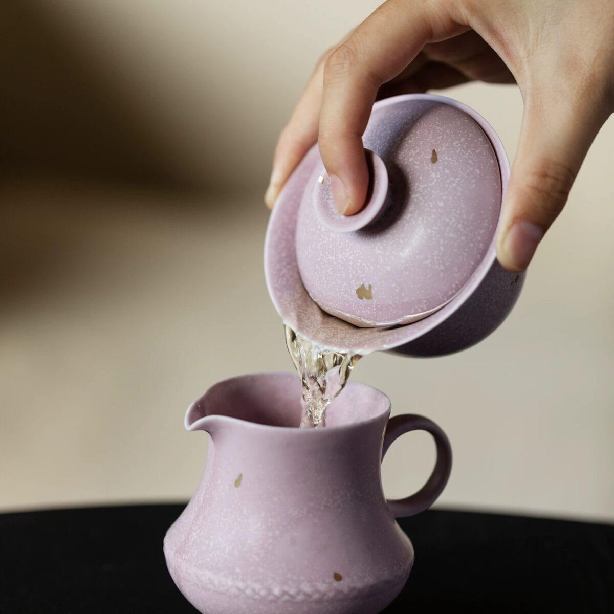 Jingdezhen Purple Gold Gaiwan Set: 1 Master Cup, 2 Color Shifts, Guilt-Free Luxury 1 Jingdezhen Purple Gold Gaiwan Set