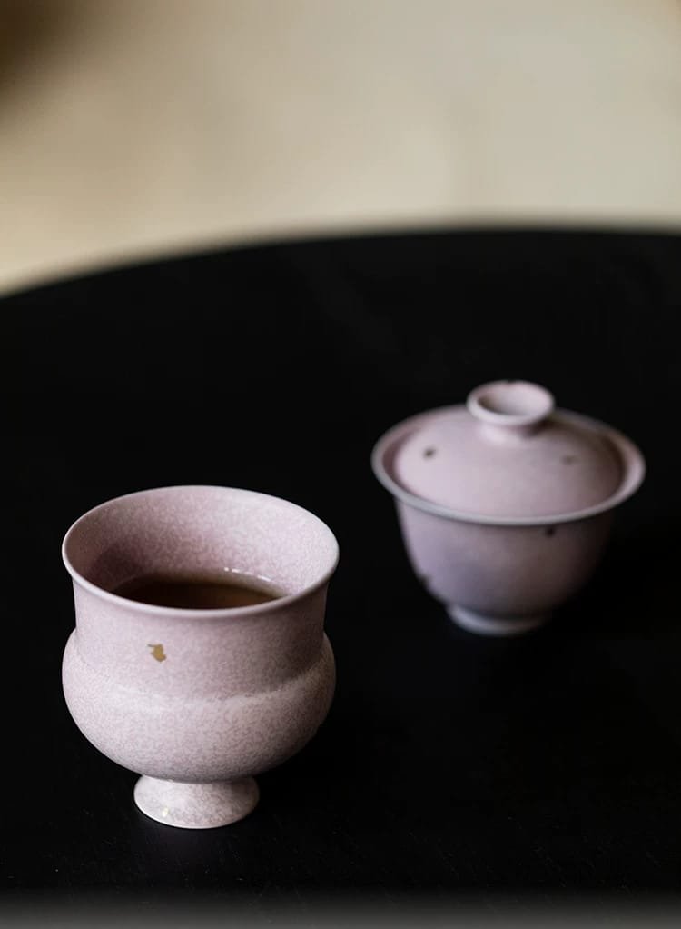 Jingdezhen Purple Gold Gaiwan Set: 1 Master Cup, 2 Color Shifts, Guilt-Free Luxury 6 Handmade Kiln-Changed Ceramic Tea