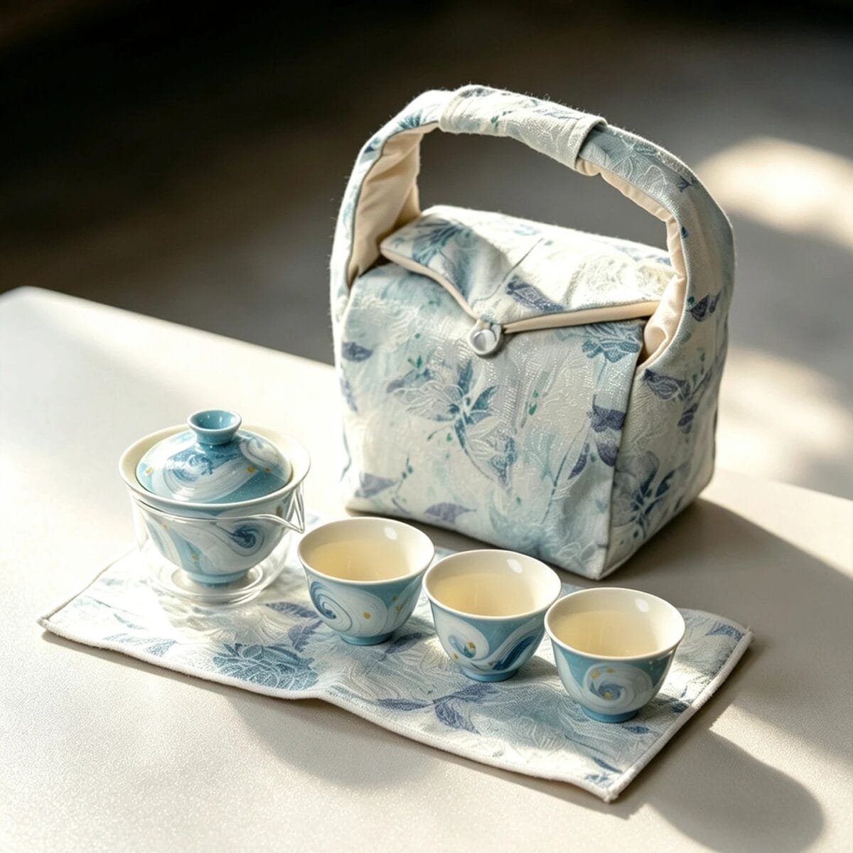Blue Butterfly Ceramic Tea Set