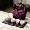 Dehua Purple Starry Travel Gaiwan Set: 6 Pieces, 1 Carrying Case, Pure Happiness 10 Purple Starry Ceramic Tea Set