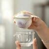 Dehua Purple Starry Travel Gaiwan Set: 6 Pieces, 1 Carrying Case, Pure Happiness 9 110ml Portable Gaiwan Set