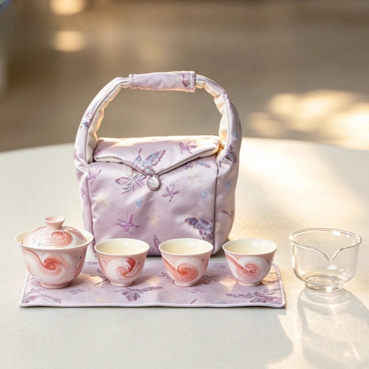 Dehua Pink Starry Travel Gaiwan Set: 6-Piece Pink Ceramic, Regret Not Buying Sooner 1 Dehua Pink Starry Travel Gaiwan Set