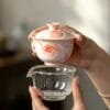 Dehua Pink Starry Travel Gaiwan Set: 6-Piece Pink Ceramic, Regret Not Buying Sooner 8 110ml Portable Gaiwan Set