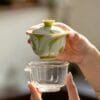 Dehua Forest Green Starry Travel Gaiwan Set: 6-Piece Green Ceramic, Regret Not Buying Sooner 8 110ml Portable Gaiwan Set