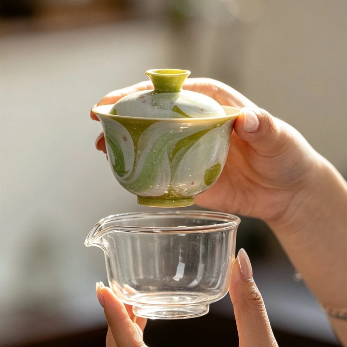 Dehua Forest Green Starry Travel Gaiwan Set: 6-Piece Green Ceramic, Regret Not Buying Sooner 3 110ml Portable Gaiwan Set