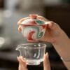 Dehua Red Starry Travel Gaiwan Set: 6-Piece Red Ceramic, Regret Not Buying Sooner 8 110ml Portable Gaiwan Set