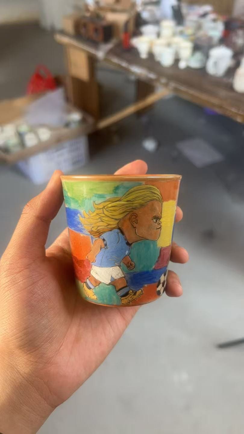 Custom Hand Painted Tea Set: 1 Image, 6 Vessels, Serene Tea Energy 2 Hand-painted Haaland mug
