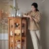 Revolving Glass Tea Showcase: 8-Side 360 View, Solid Wood Display Cabinet, Pure Joy