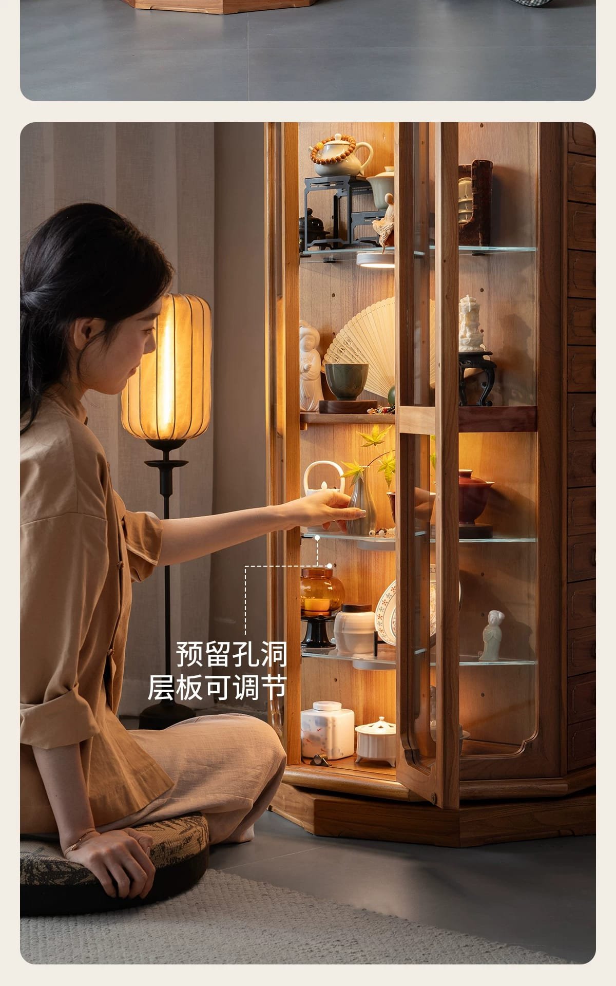 solid wood display cabinet